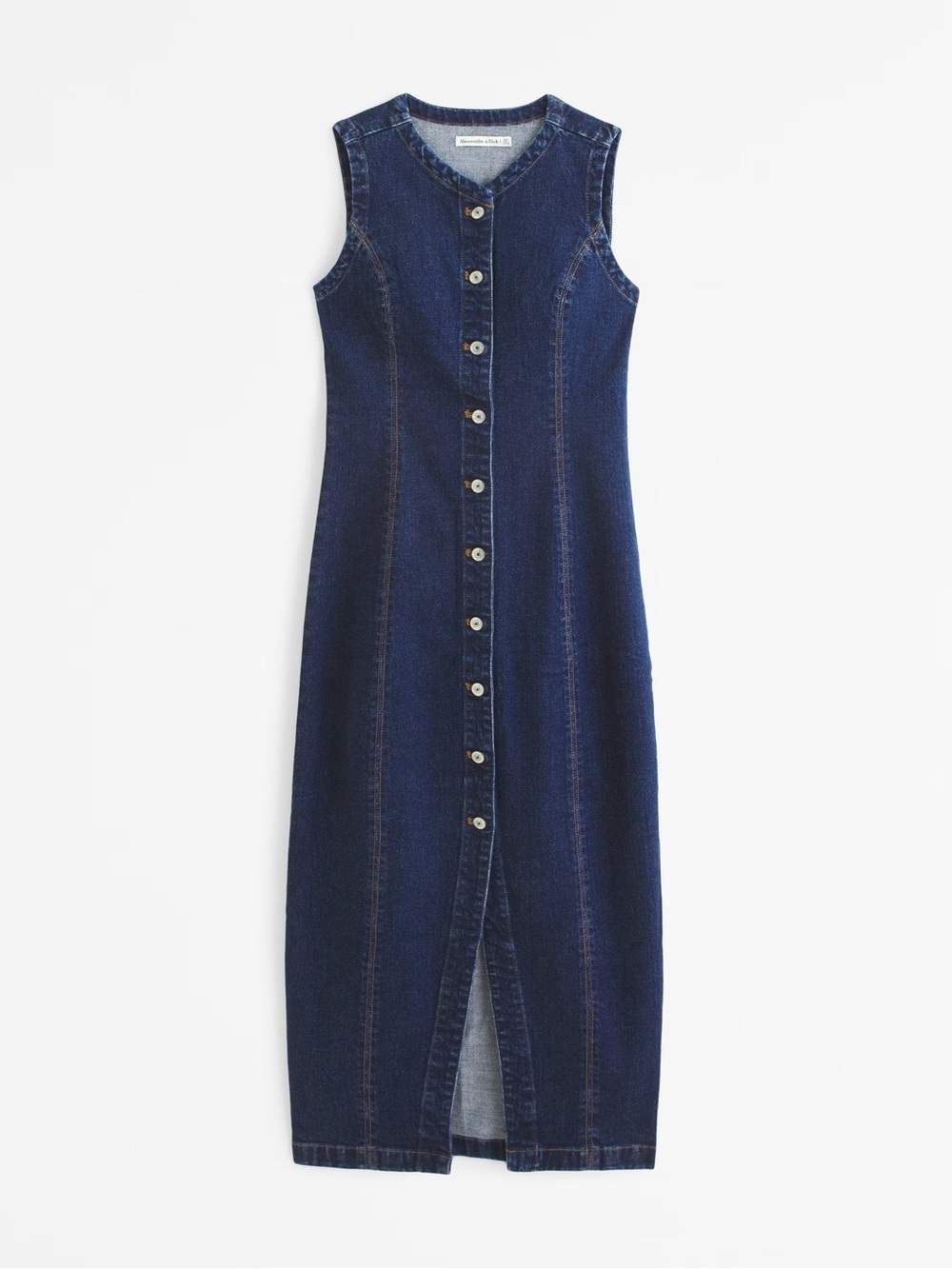 ABERCROMBIEThe A&f Mara High-Neck Vest Midi denim Dress
